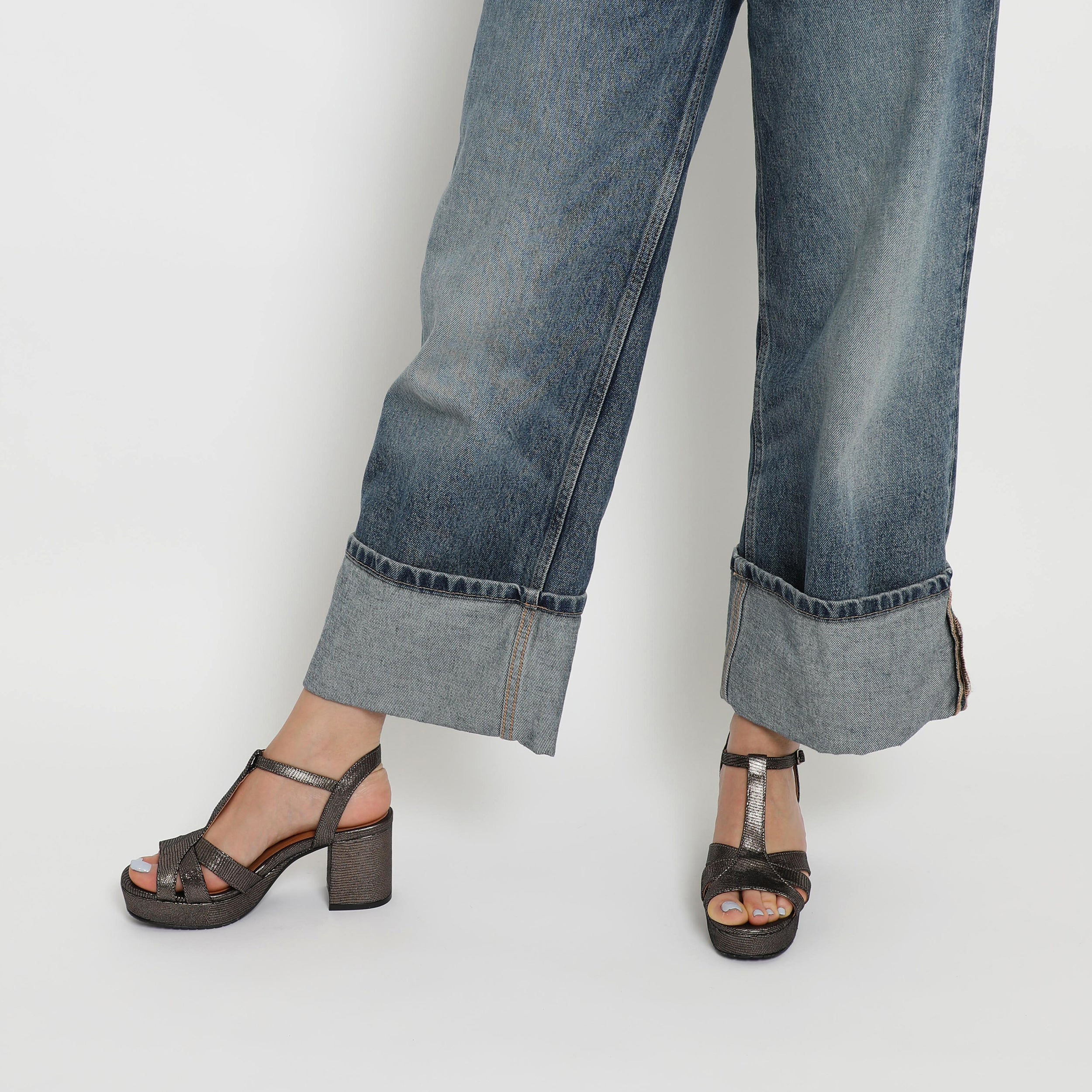 Charlie Anthracite Metallic Mid Sandal by Esska