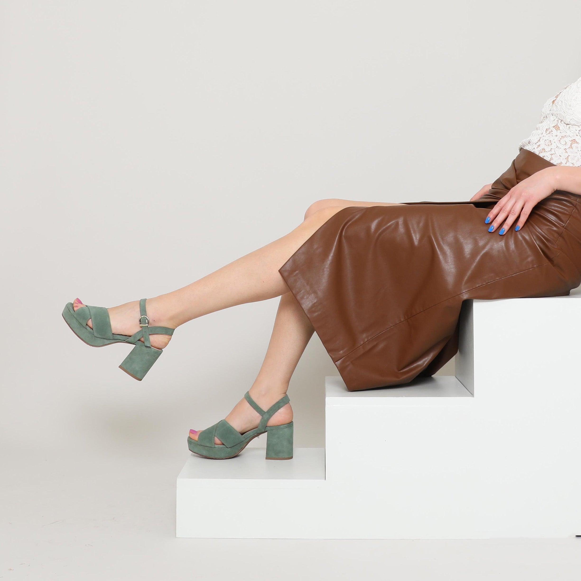 Clara Green Mid Sandal by Esska