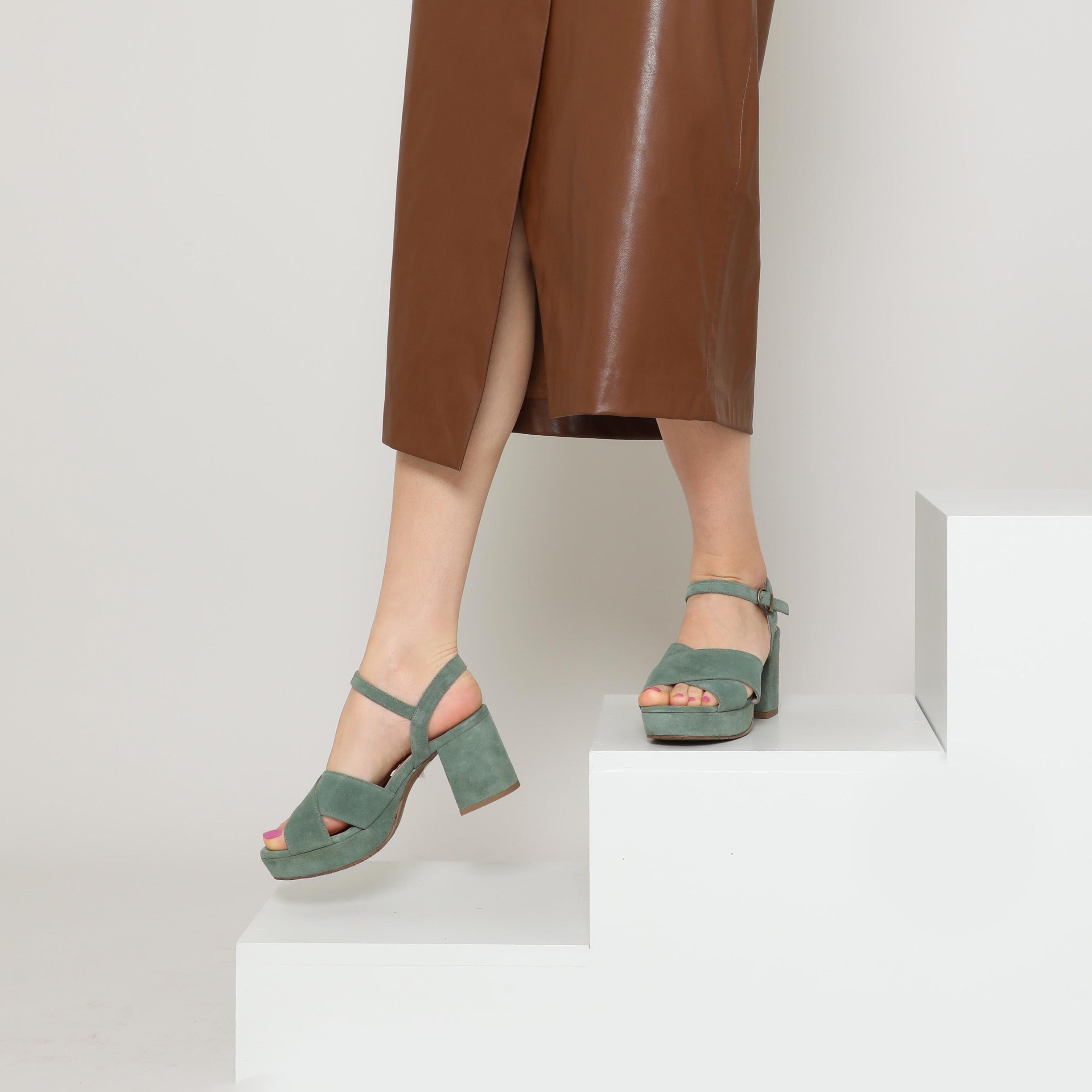 Clara Green Mid Sandal by Esska