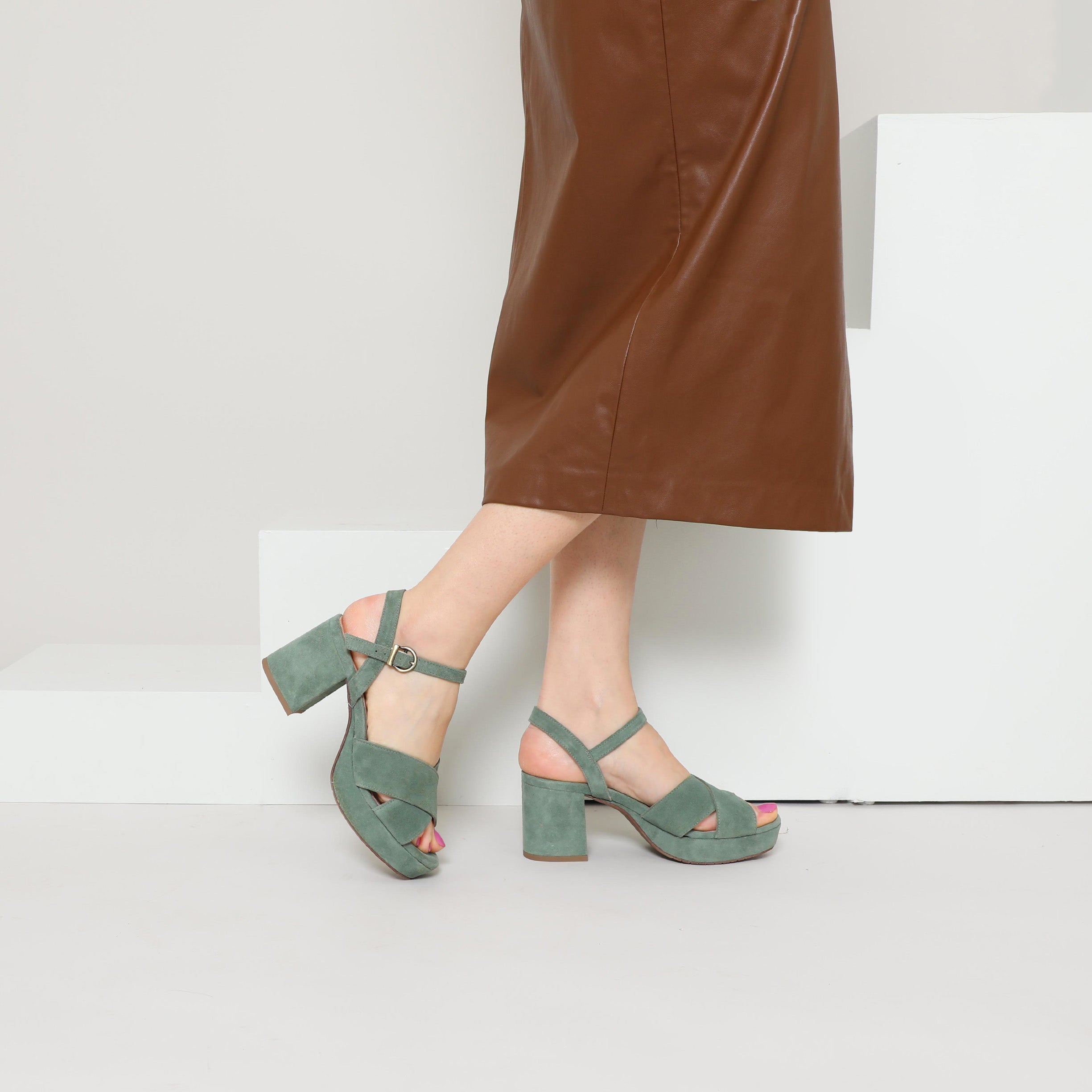 Clara Green Mid Sandal by Esska