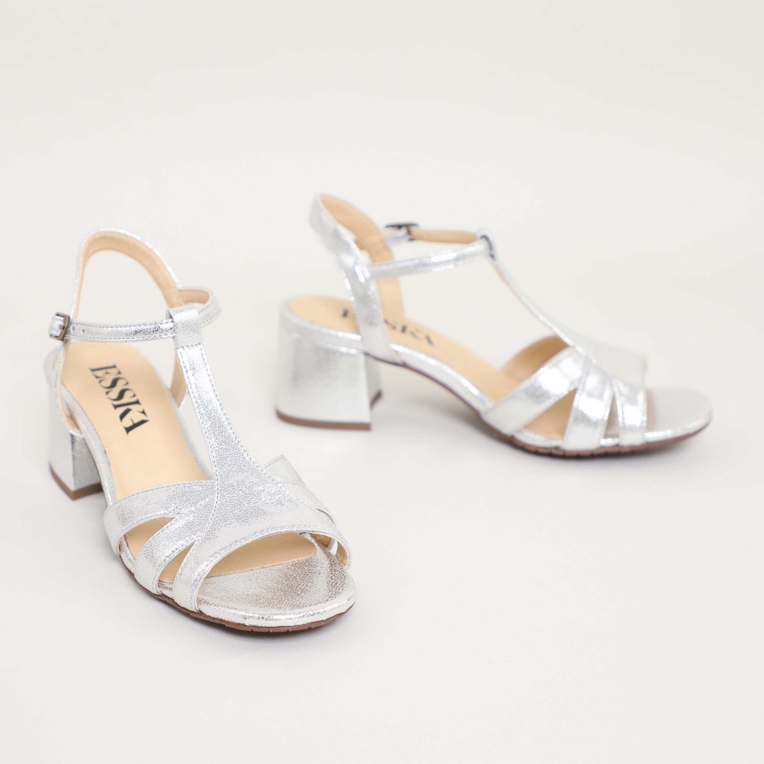Gabby Vegan Silver Low Sandal by Esska