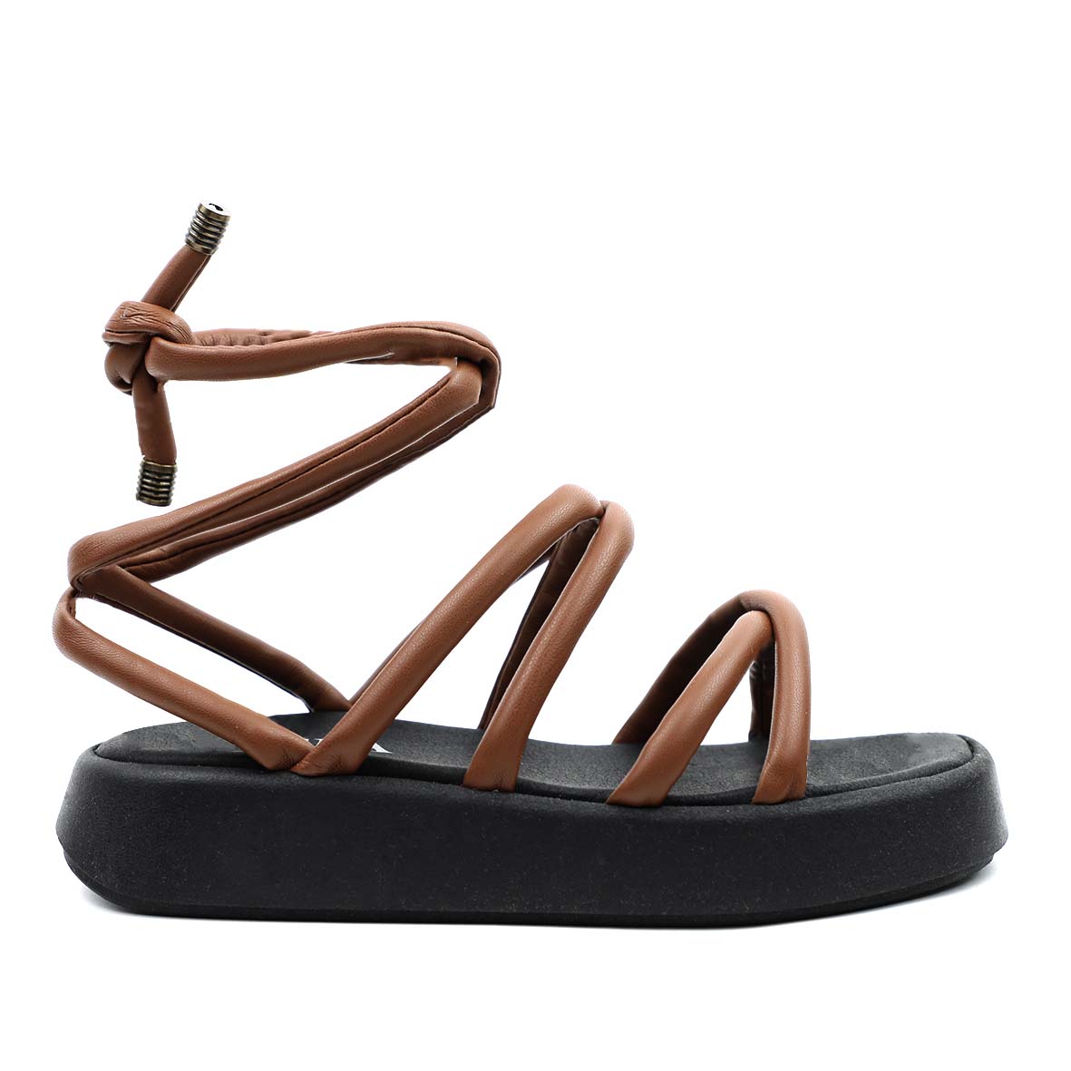 Mulan Vegan Tan Flat Sandal by Esska