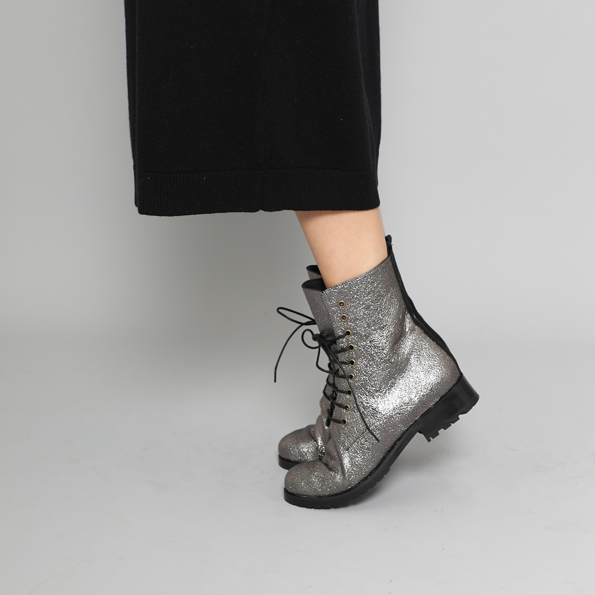 Tino Vegan Gunmetal Flat Boot by Esska