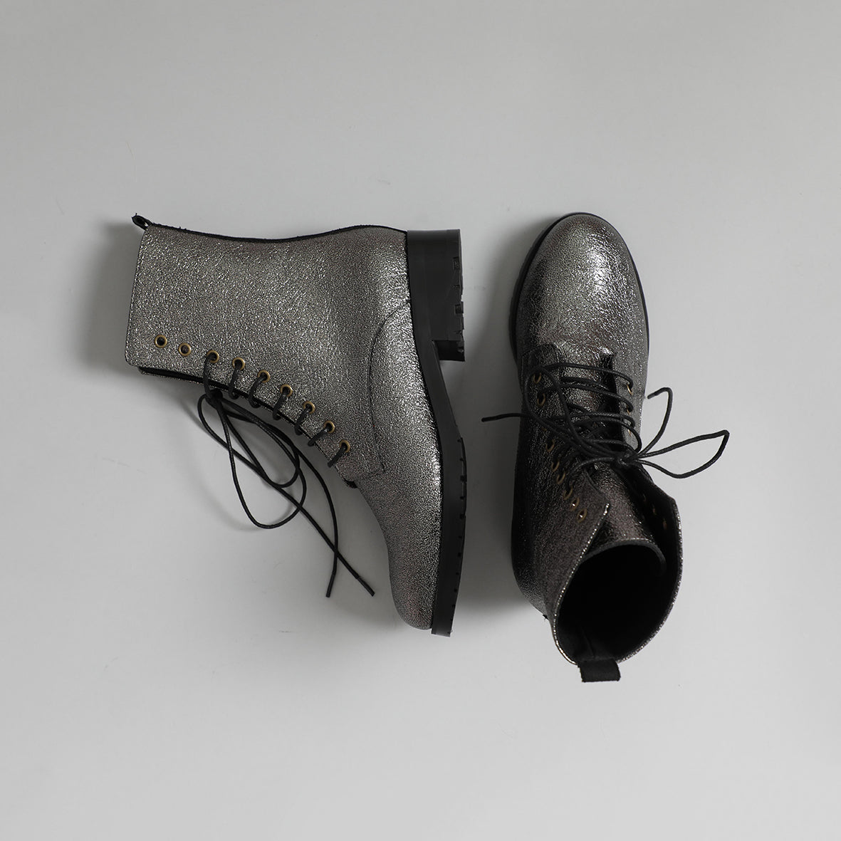 Tino Vegan Gunmetal Flat Boot by Esska