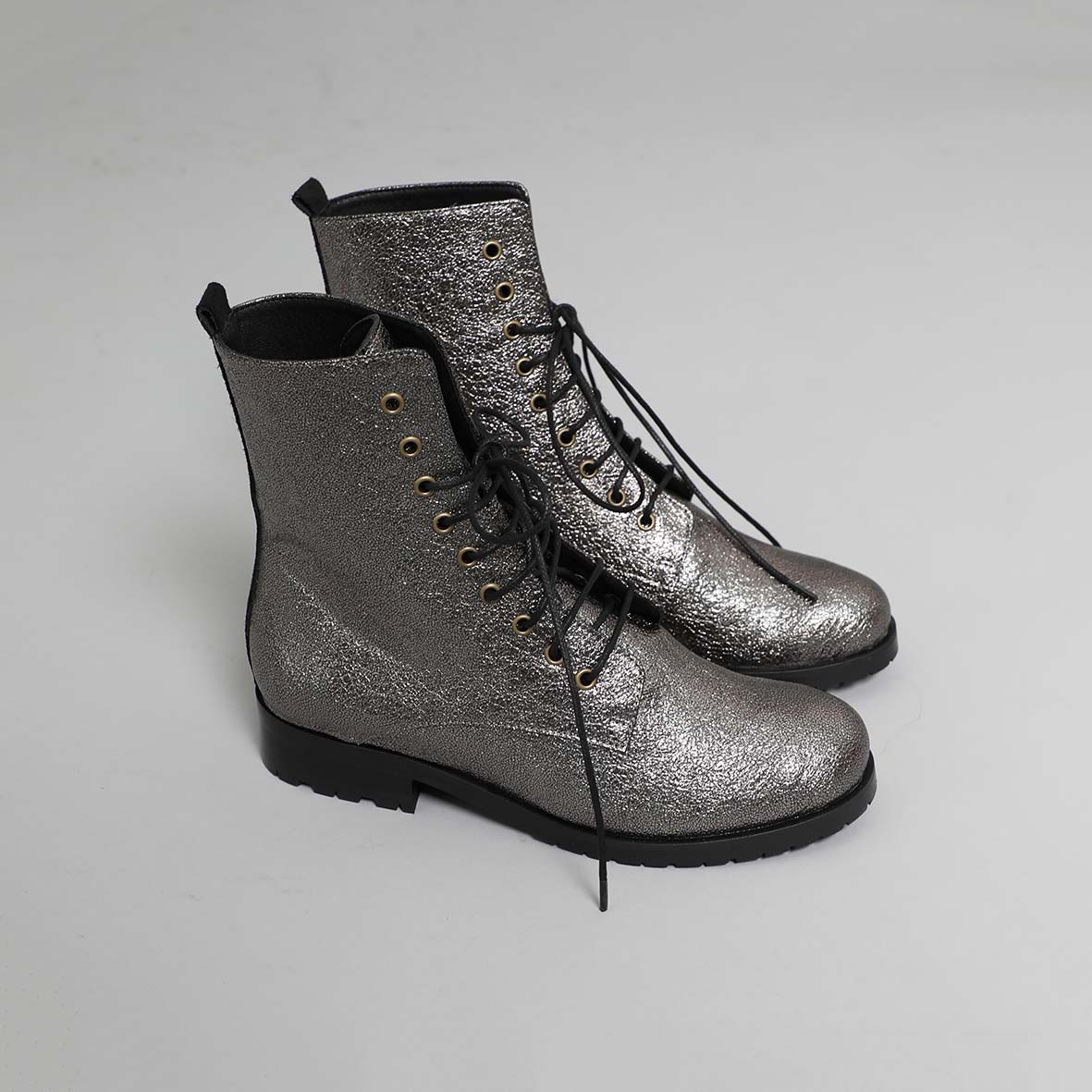 Tino Vegan Gunmetal Flat Boot by Esska