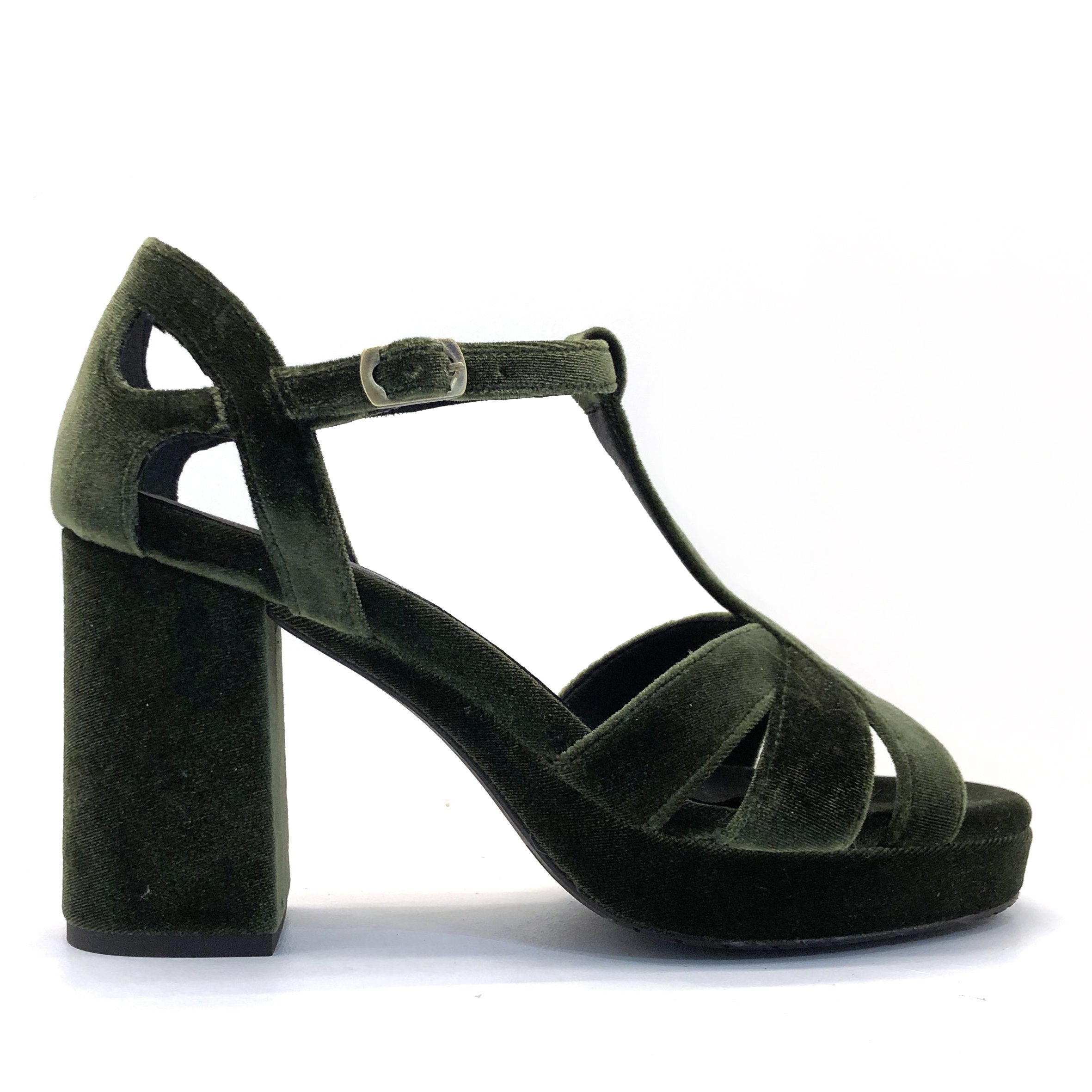 Valerie Vegan Velvet Green High Sandal by Esska