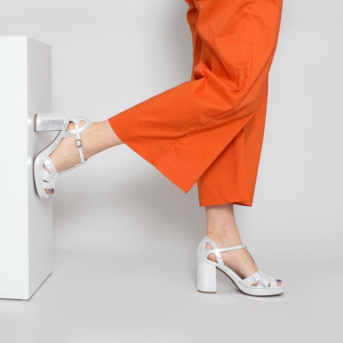 Valerie Silver High Sandal by Esska