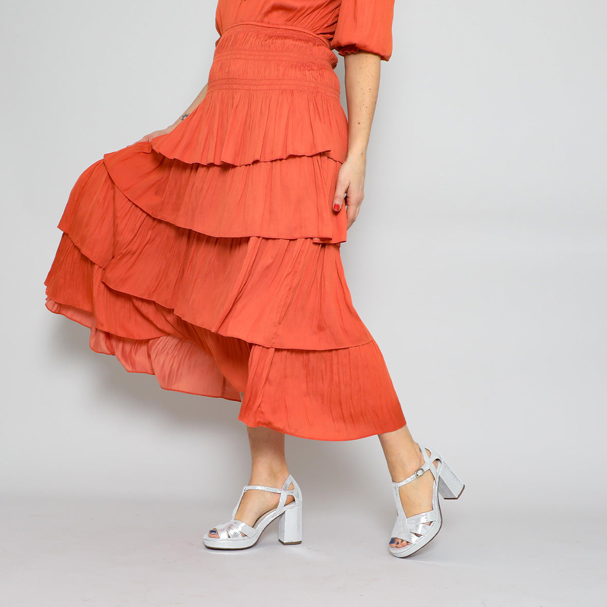 Valerie Silver High Sandal by Esska