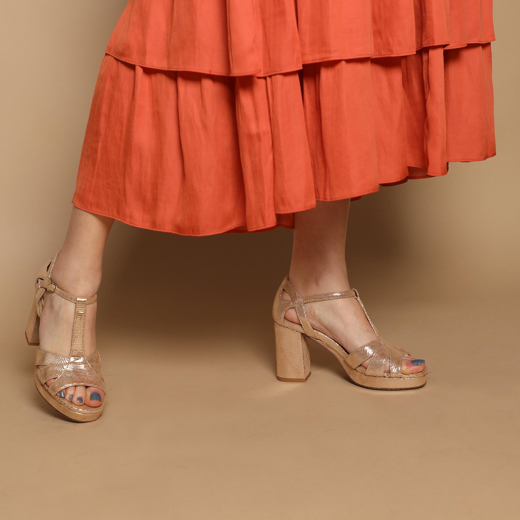 Valerie Light Gold High Sandal by Esska