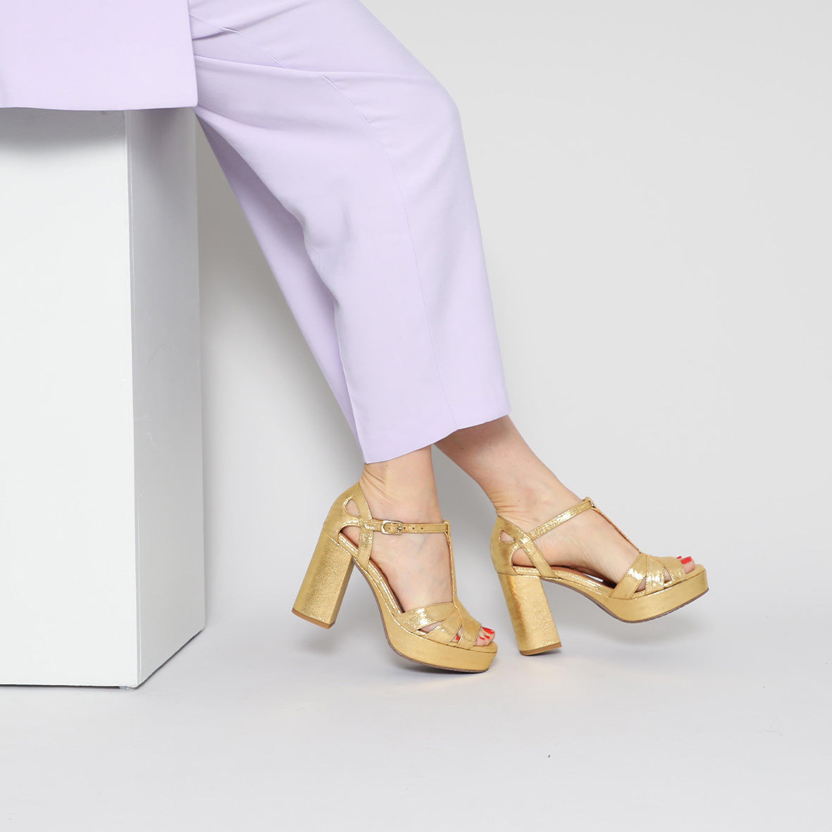 Victoria Gold High Sandal by Esska