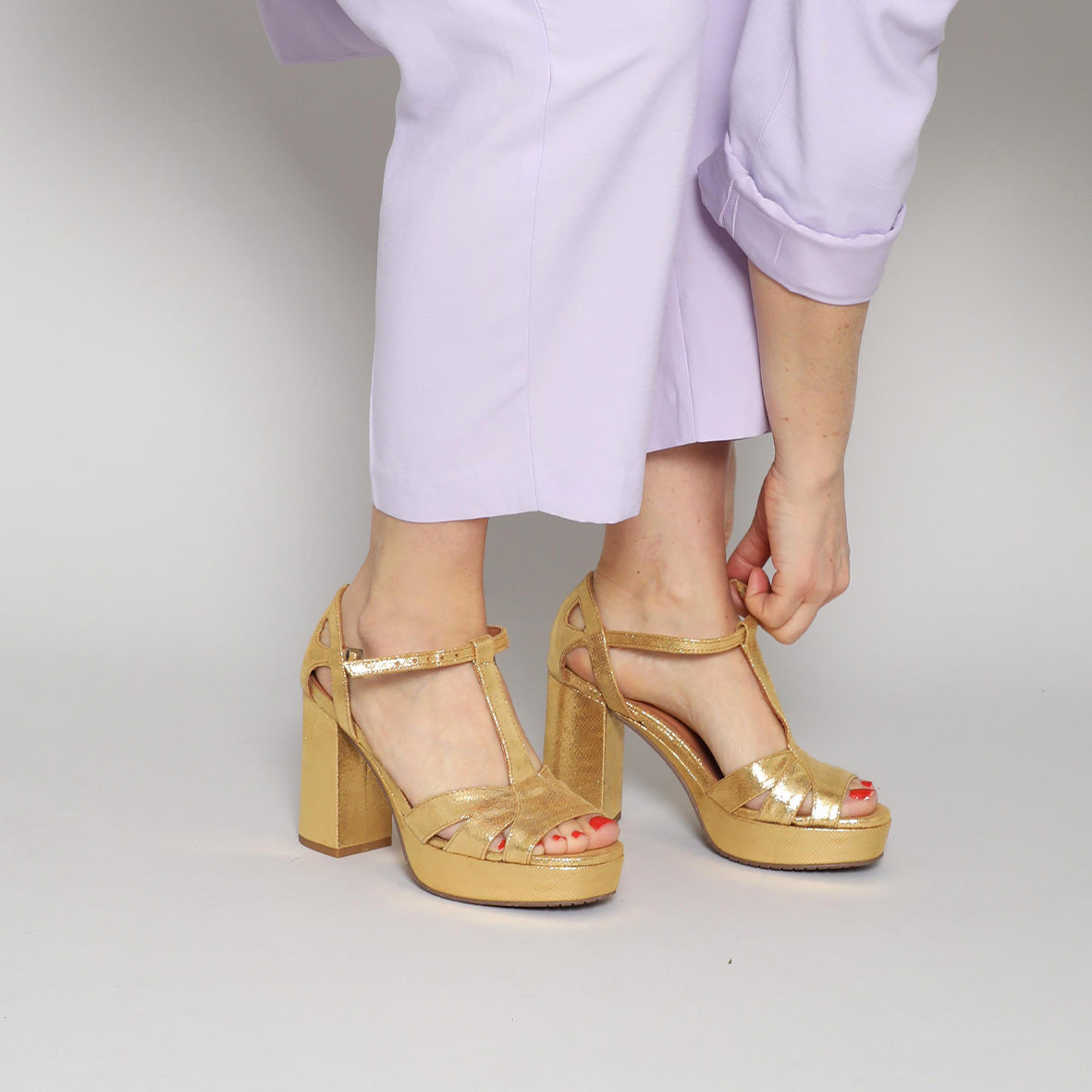 Victoria Gold High Sandal by Esska