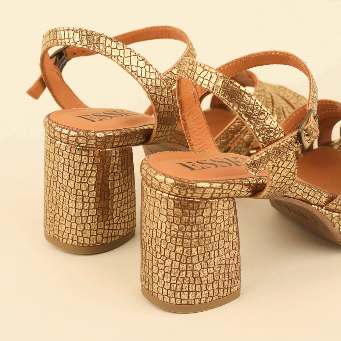 Angie Antique Gold Mid Sandal by Esska