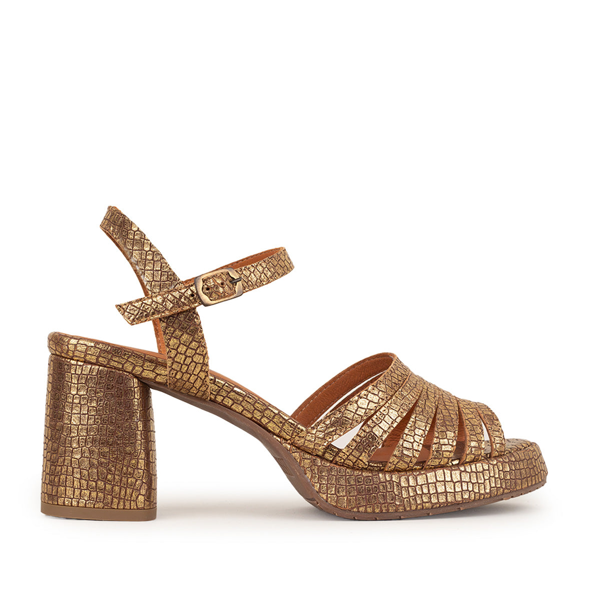 Angie Antique Gold Mid Sandal by Esska
