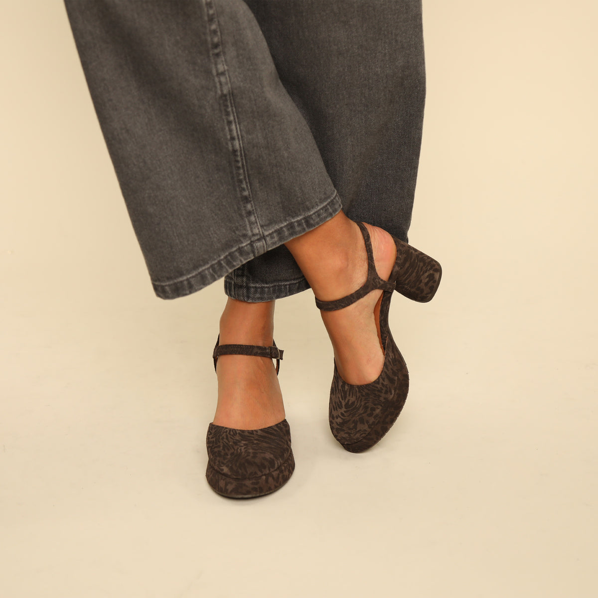 Aria Dark Brown Leopard Mid Shoe by Esska