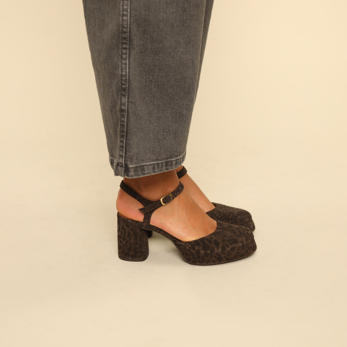 Aria Dark Brown Leopard Mid Shoe by Esska