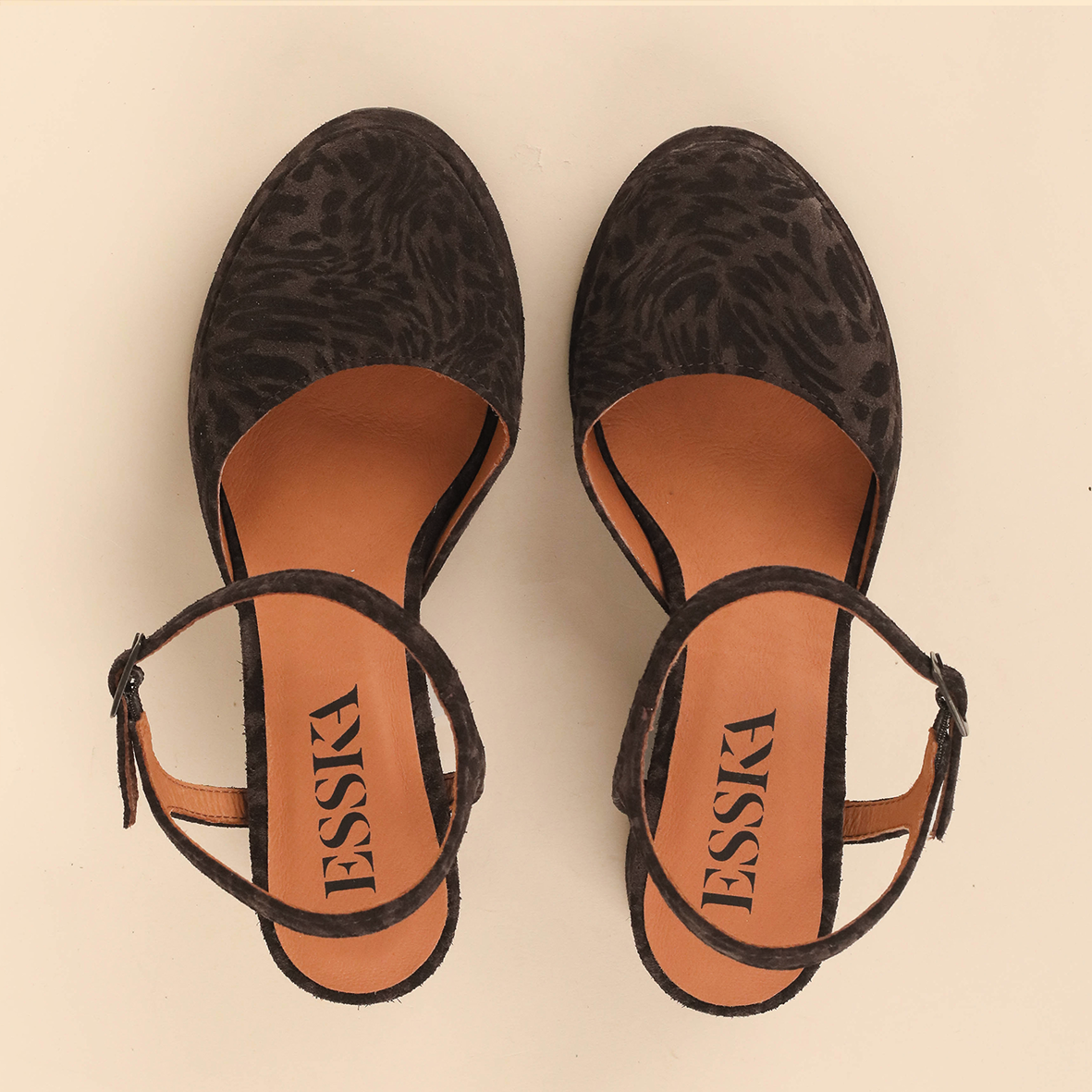 Aria Dark Brown Leopard Mid Shoe by Esska