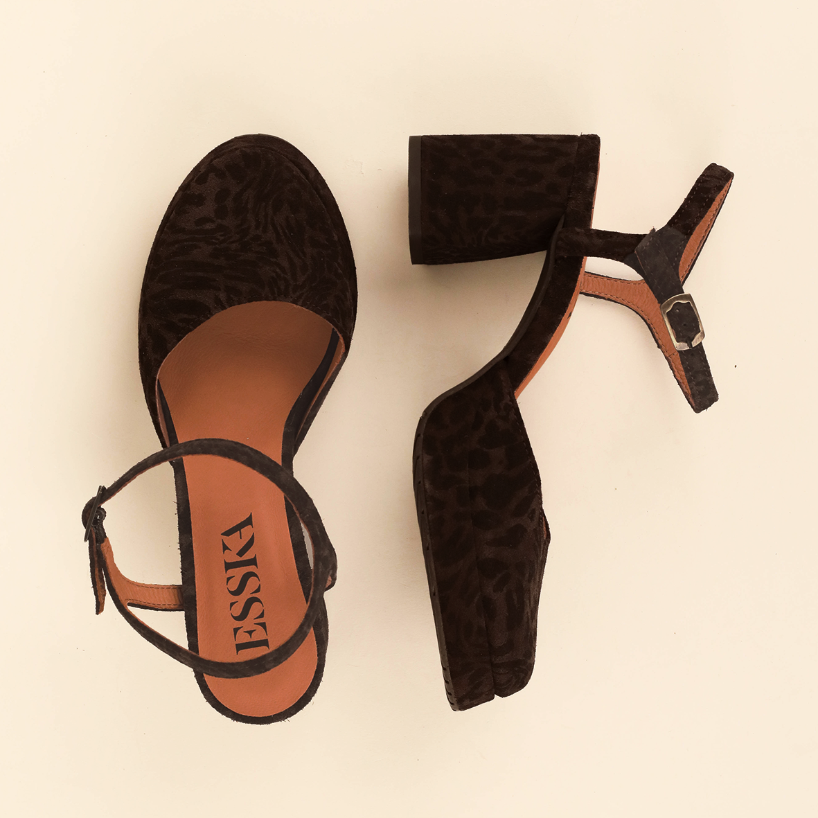 Aria Dark Brown Leopard Mid Shoe by Esska