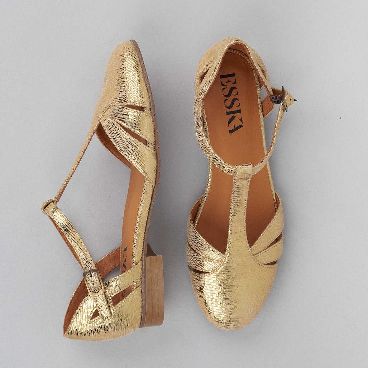 Aurora Gold Flat Shoe by Esska