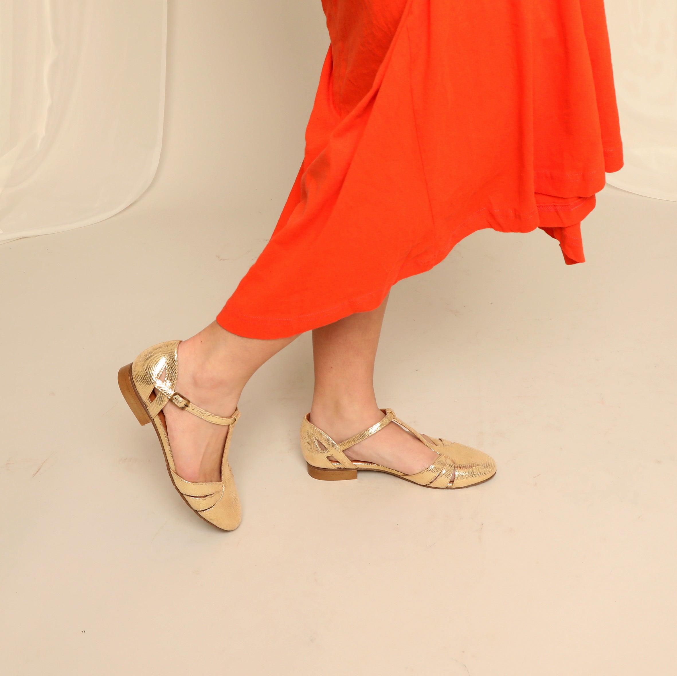 Aurora Gold Flat Shoe by Esska