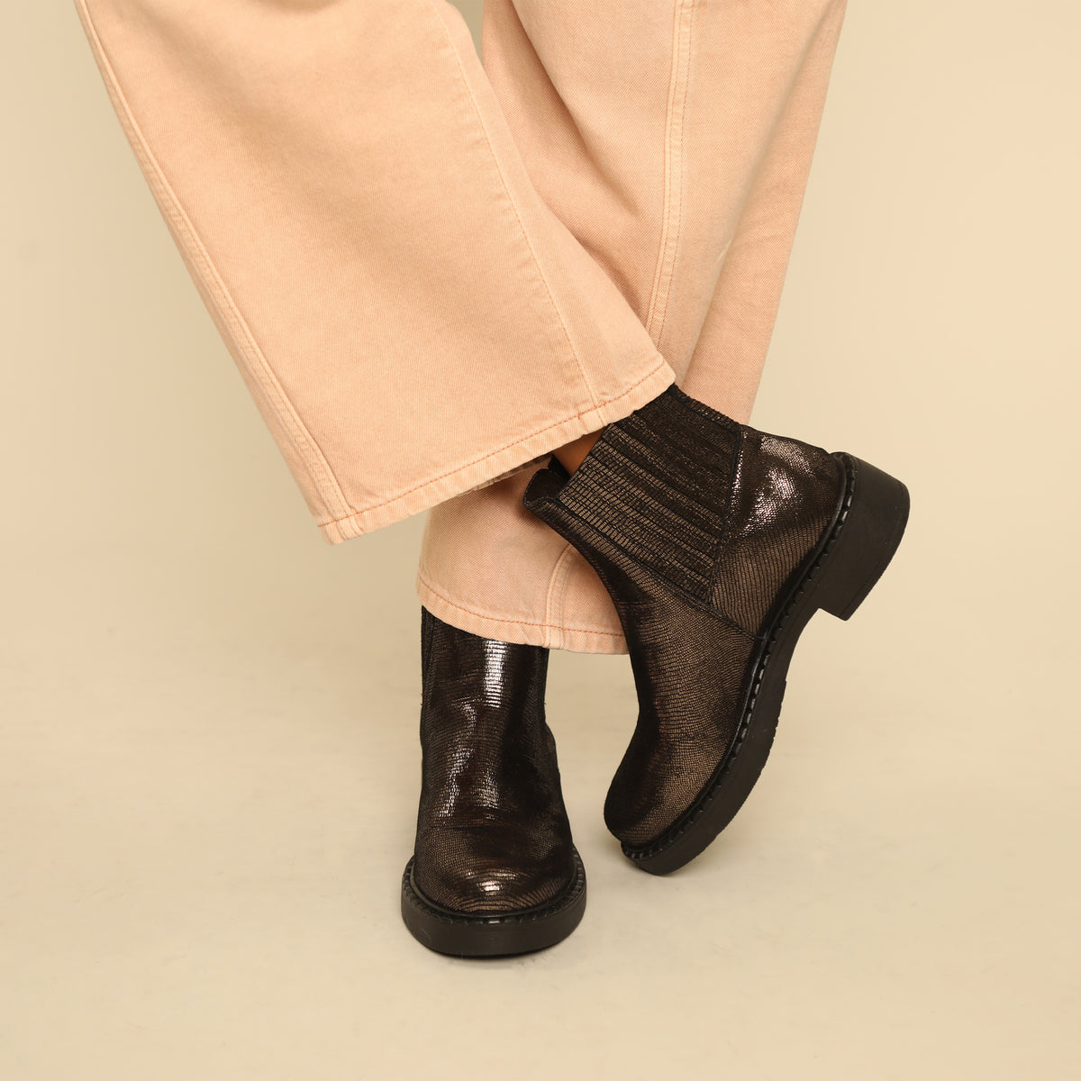 Bailey Metallic Ash Flat Boot by Esska
