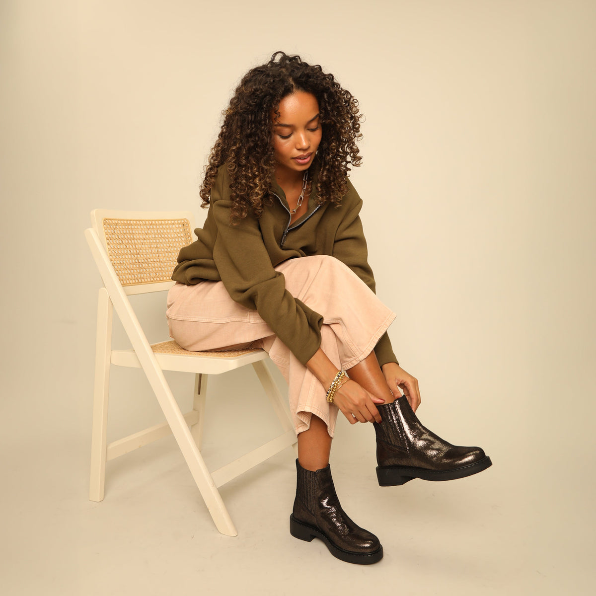 Bailey Metallic Ash Flat Boot by Esska