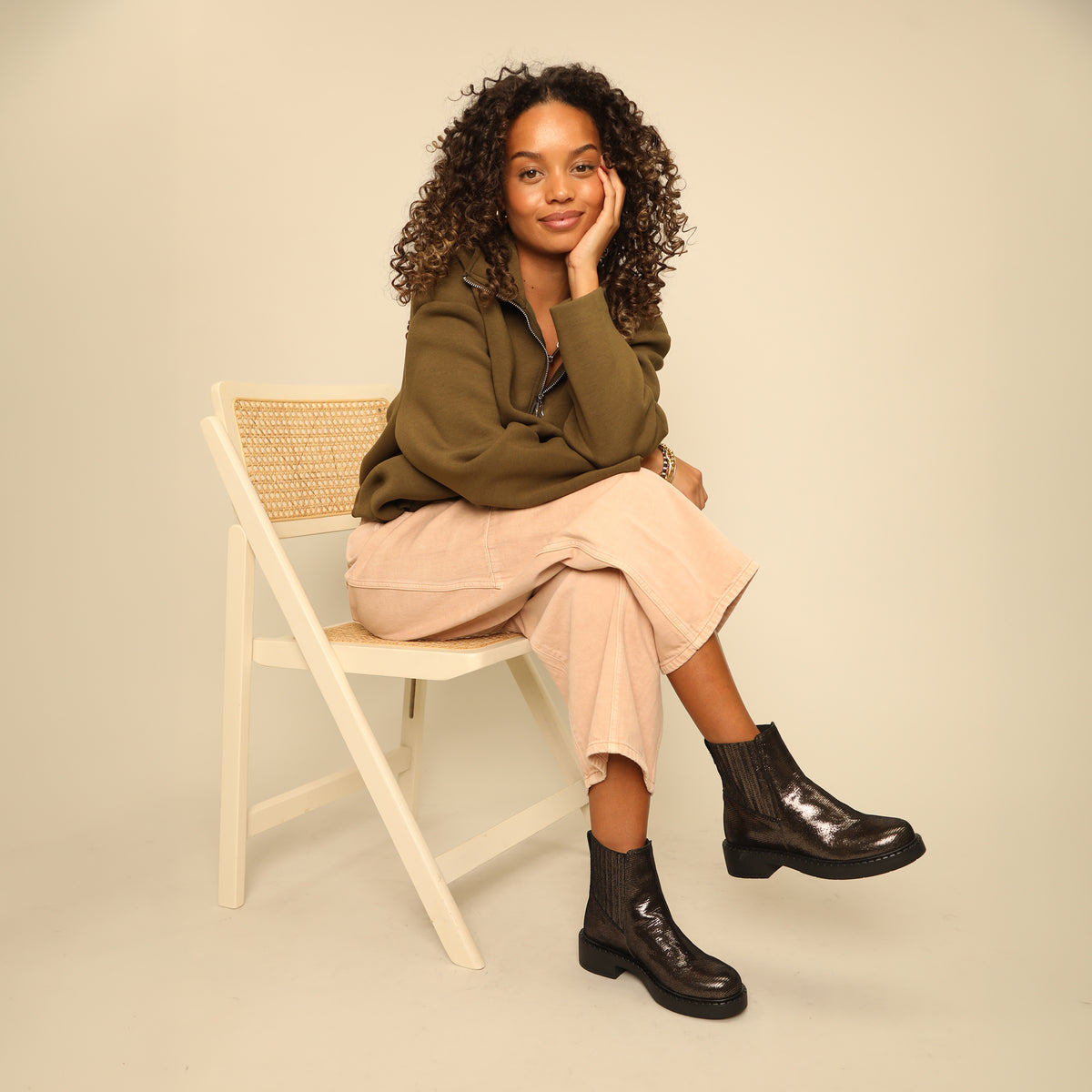 Bailey Metallic Ash Flat Boot by Esska