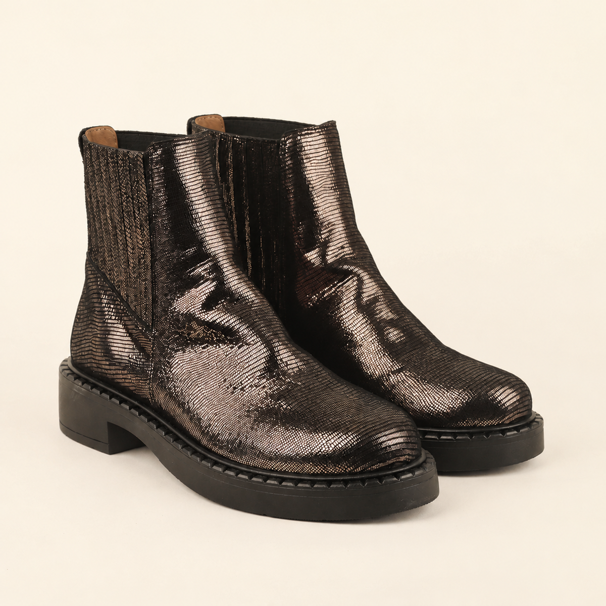 Bailey Metallic Ash Flat Boot by Esska