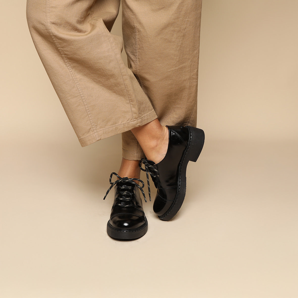Baron Patent Black Flat Shoe by Esska Shoes Ltd