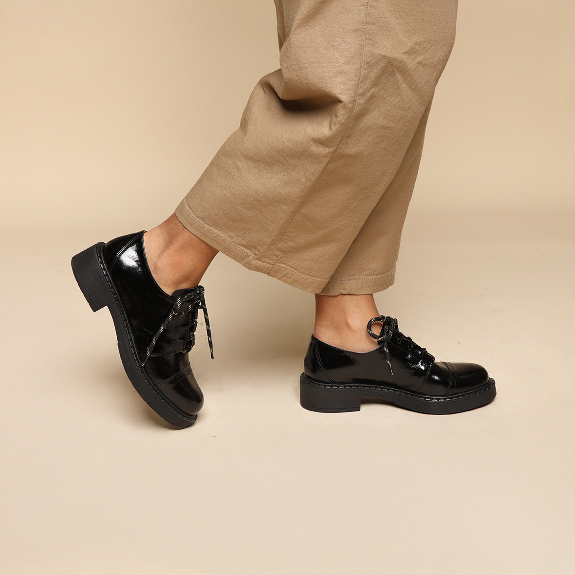Baron Patent Black Flat Shoe by Esska Shoes Ltd