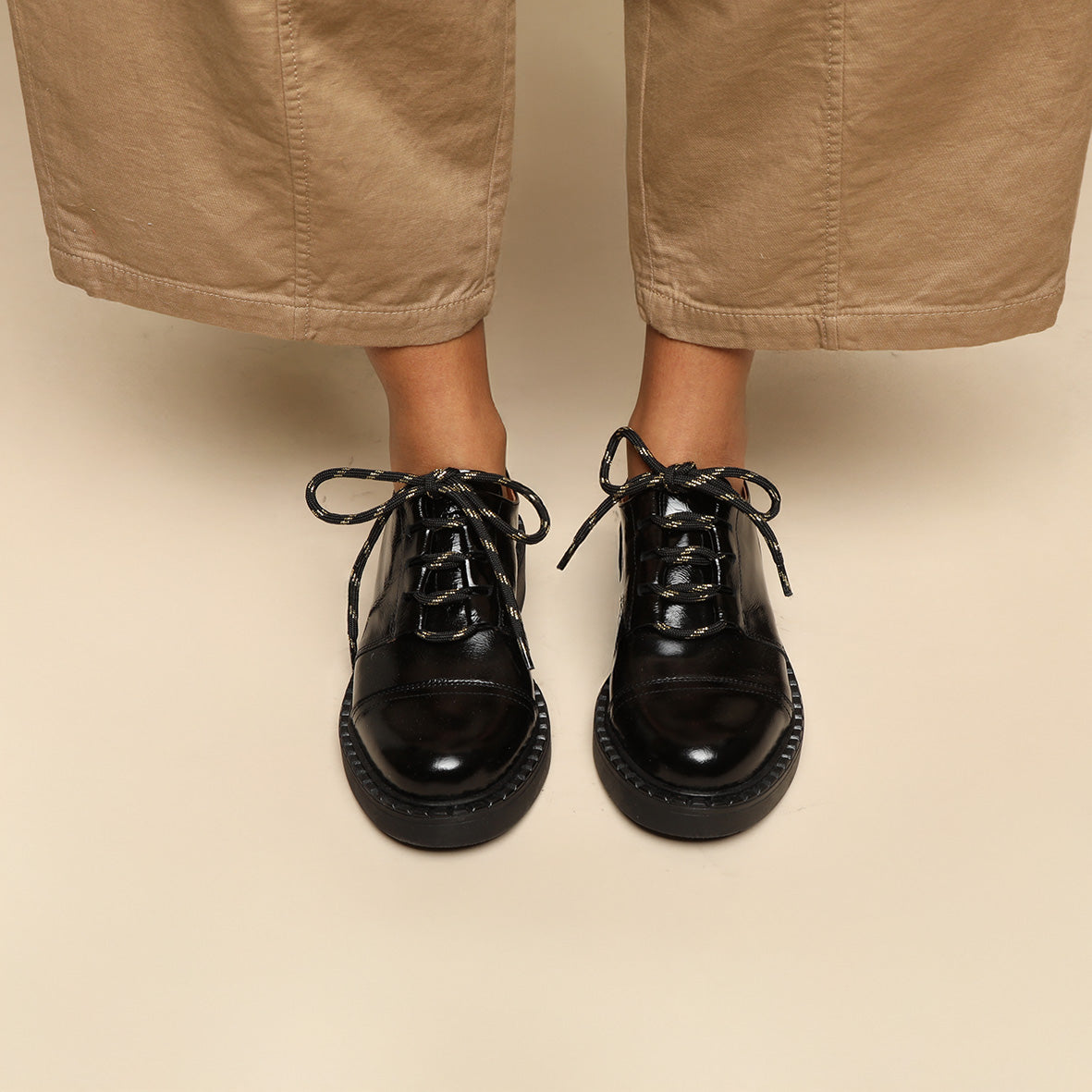 Baron Patent Black Flat Shoe by Esska Shoes Ltd