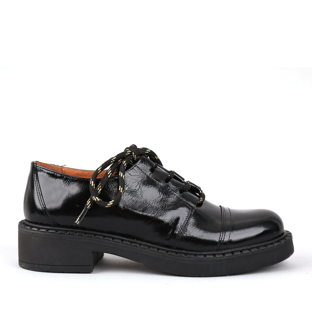Baron Patent Black Flat Shoe by Esska Shoes Ltd