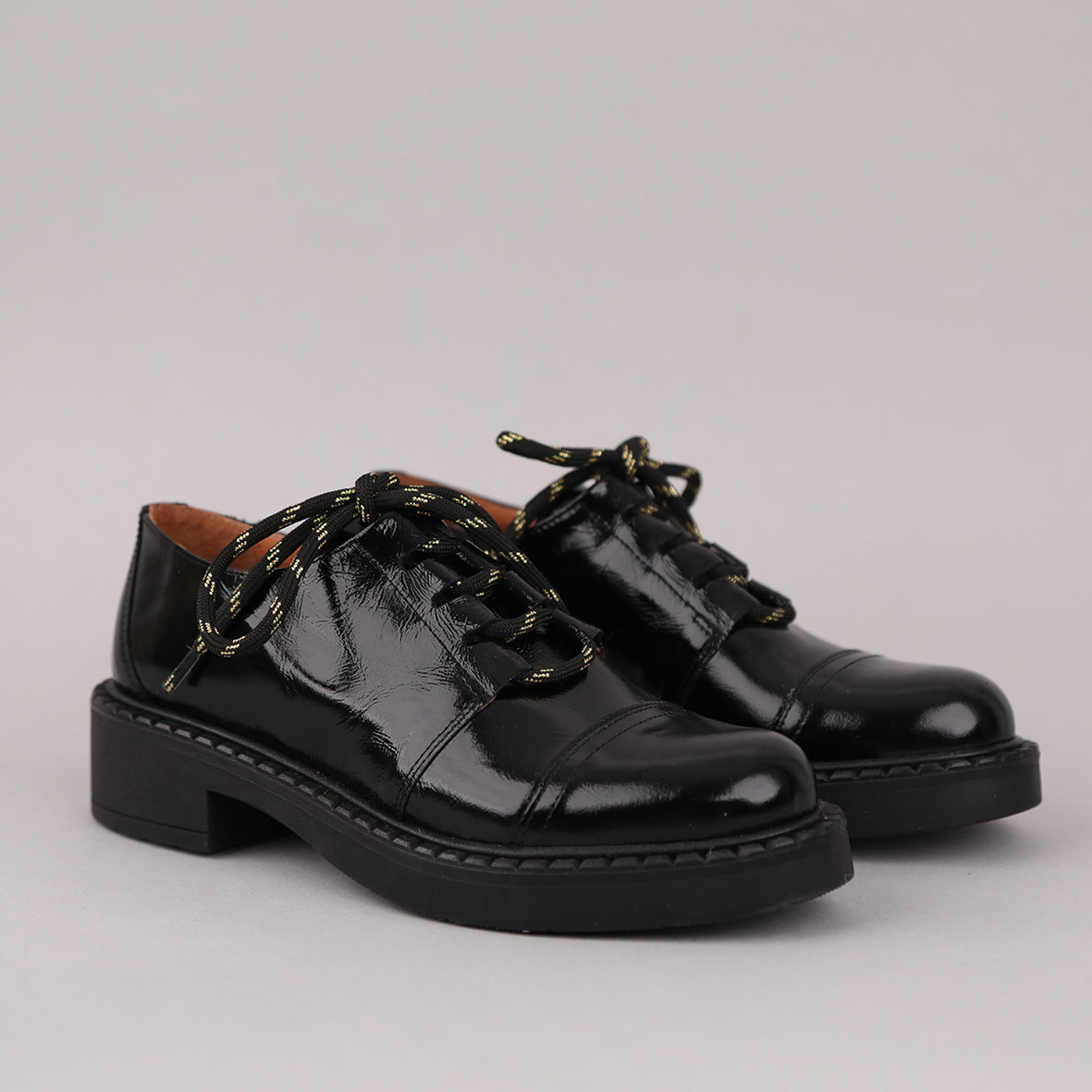 Baron Patent Black Flat Shoe by Esska Shoes Ltd