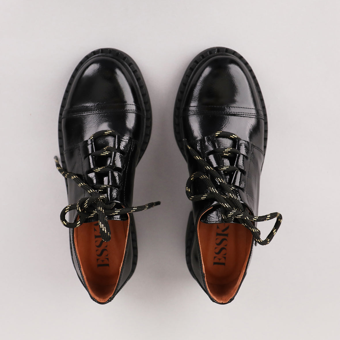 Baron Patent Black Flat Shoe by Esska Shoes Ltd
