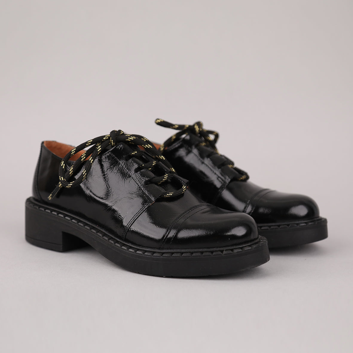 Baron Patent Black Flat Shoe by Esska Shoes Ltd