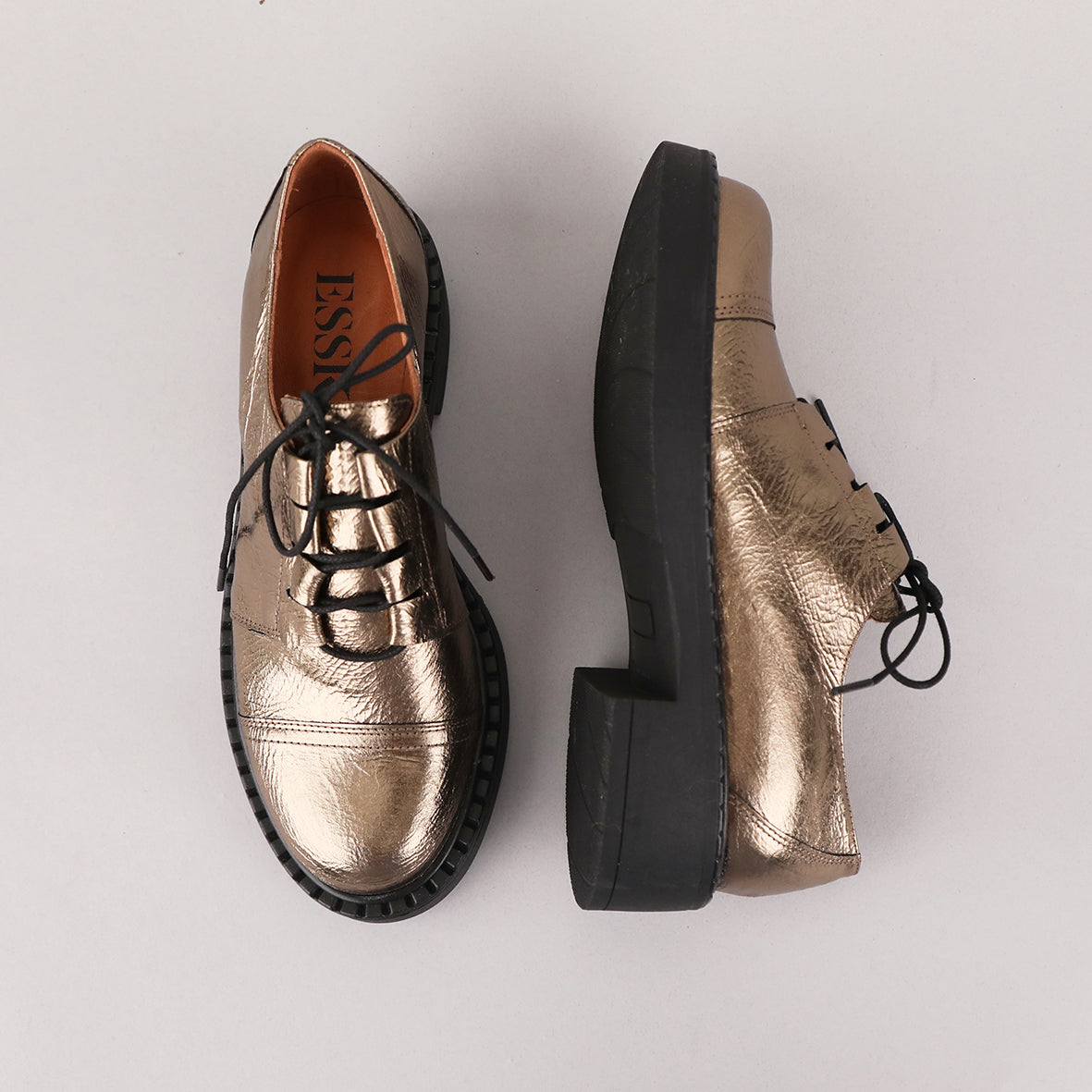 Baron Metallic Smoke Flat Shoe by Esska Shoes Ltd