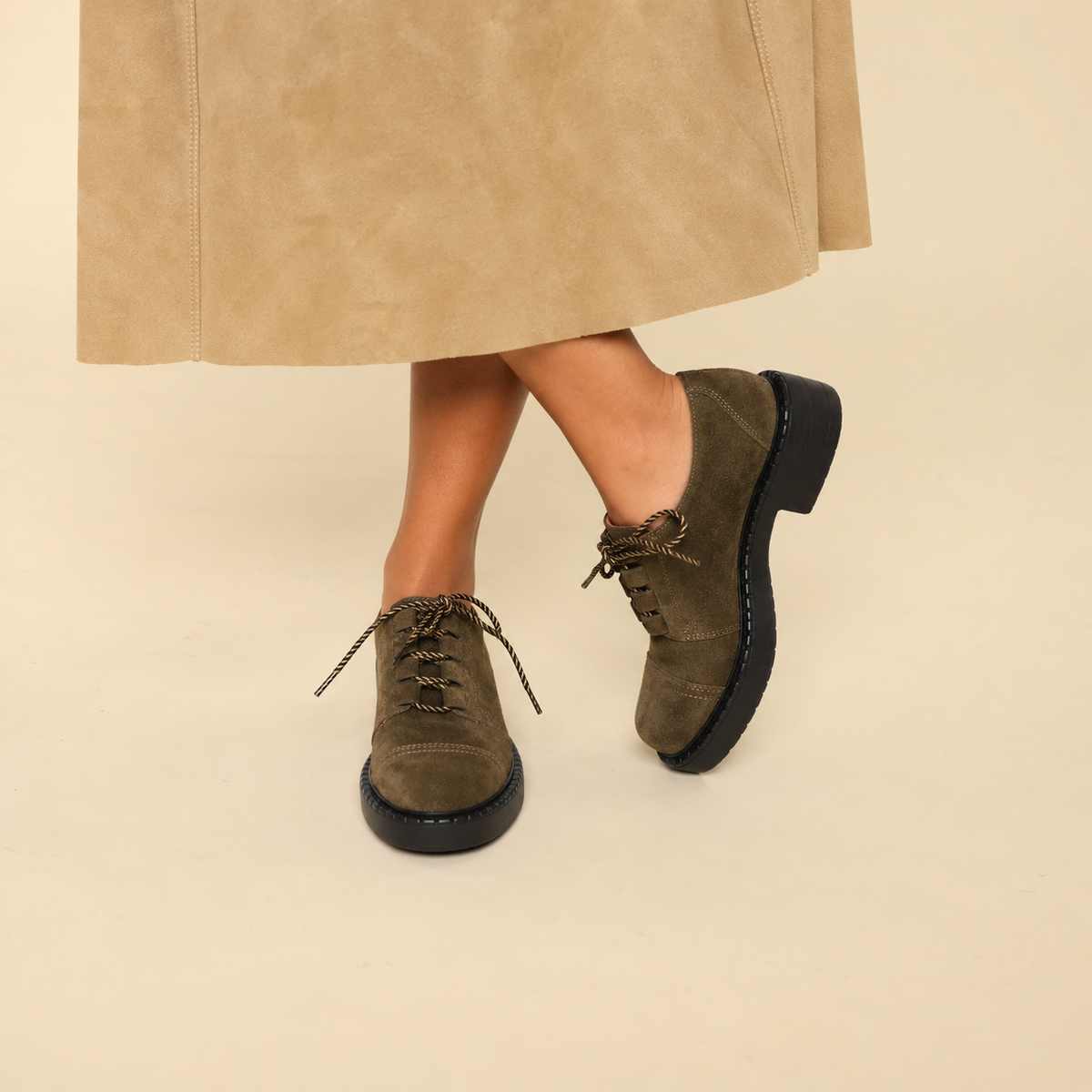 Baron Khaki Flat Shoe by Esska
