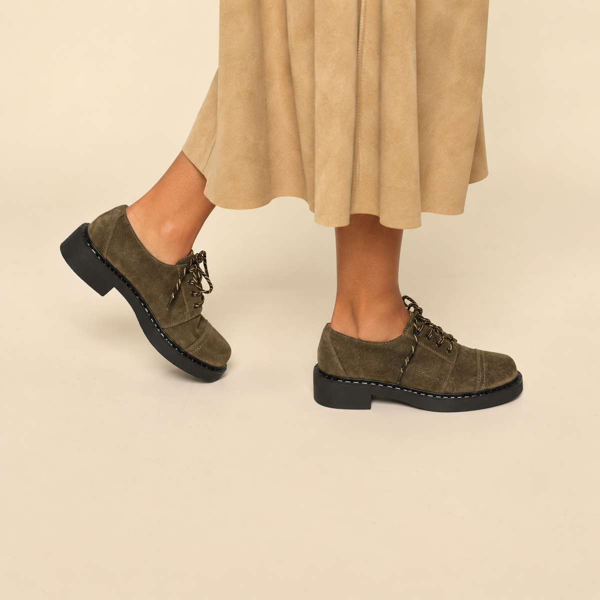 Baron Khaki Flat Shoe by Esska
