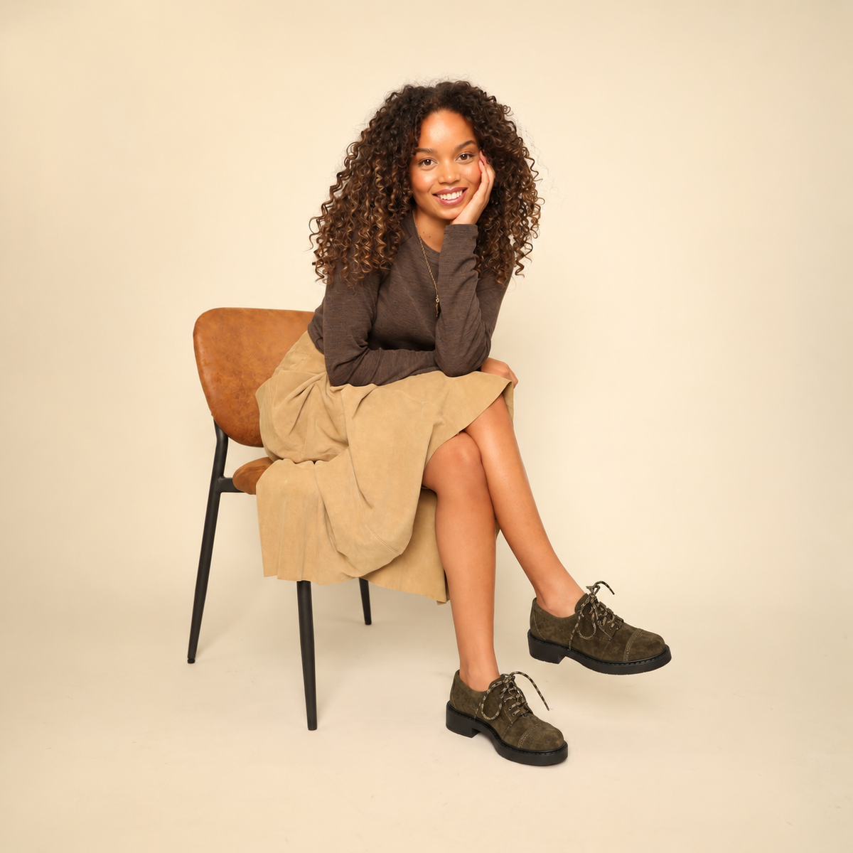 Baron Khaki Flat Shoe by Esska