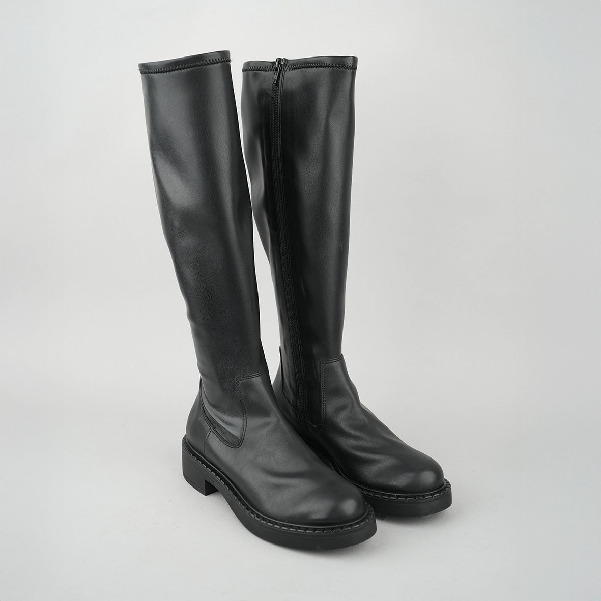 Bea Vegan Black Flat Boot by Esska Shoes Ltd