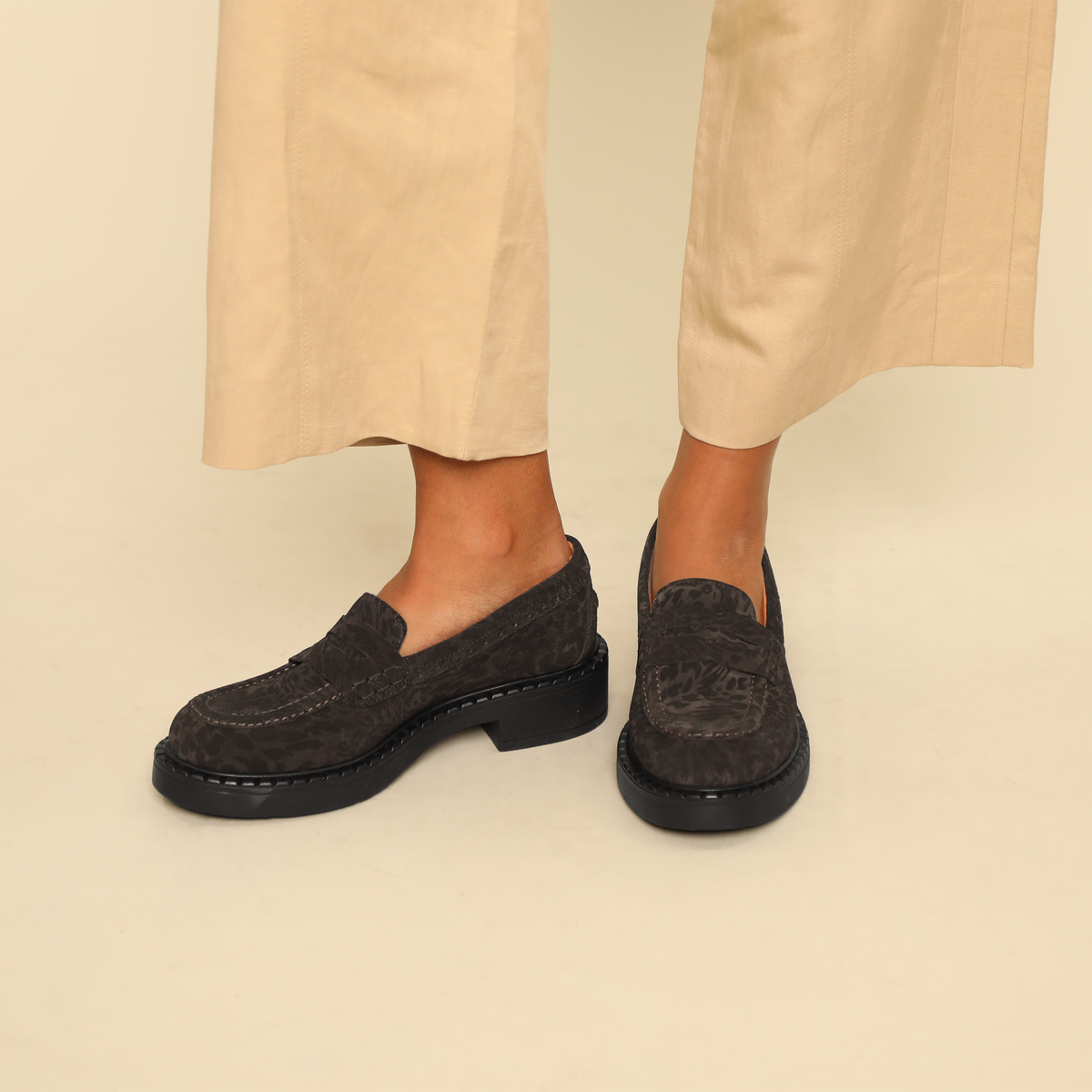 Ben Dark Brown Leopard Flat Shoe by Esska