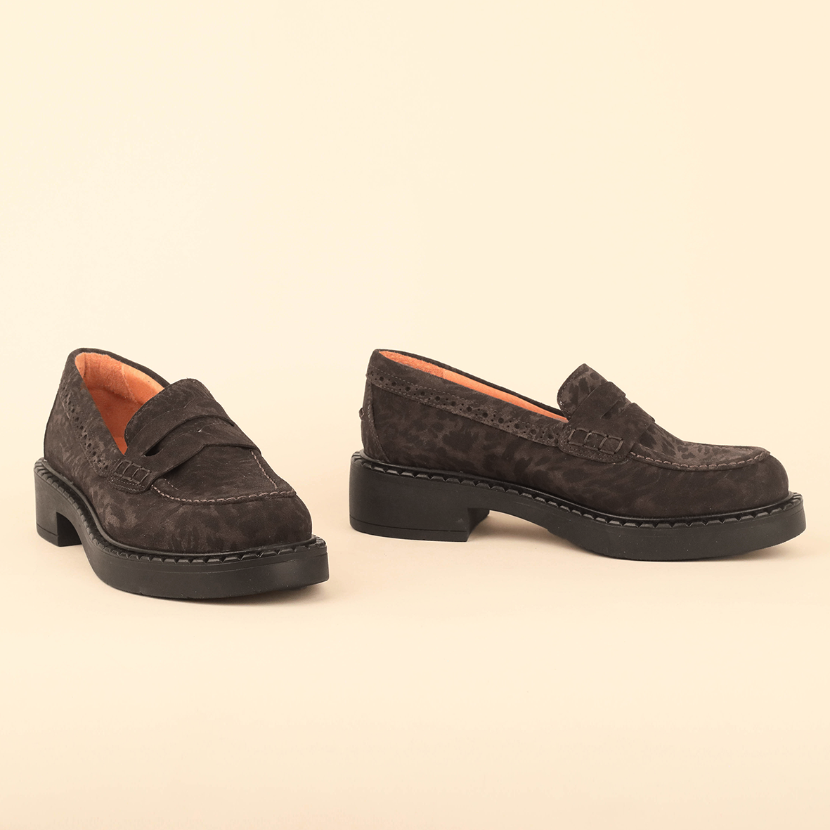Ben Dark Brown Leopard Flat Shoe by Esska