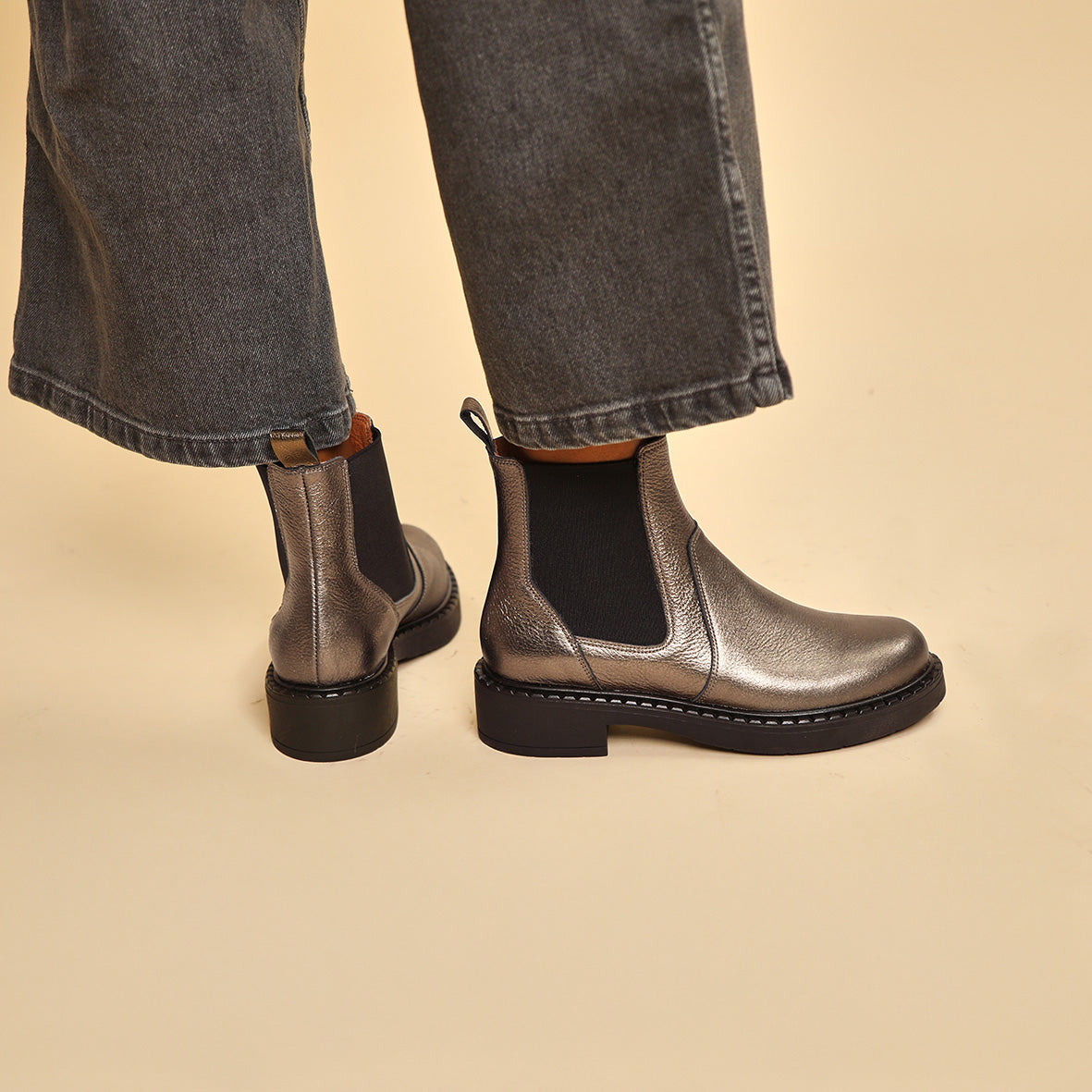 Bora Metallic Graphito Flat Boot by Esska