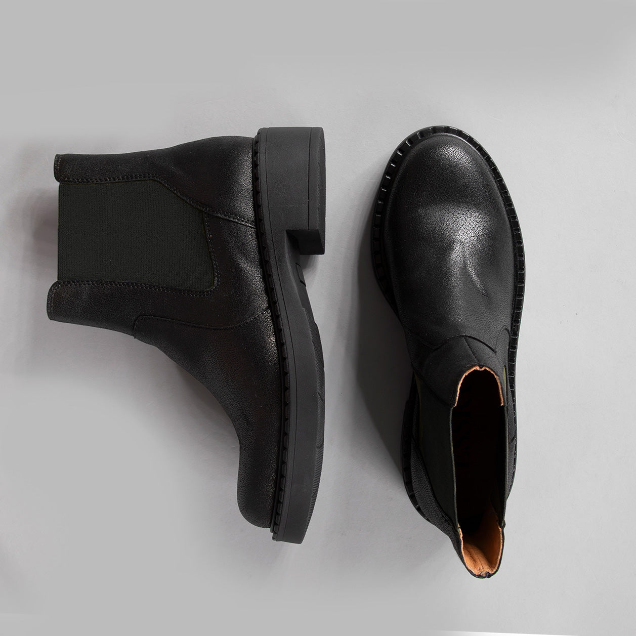Bora Vegan Black black elastic Flat Boot by Esska