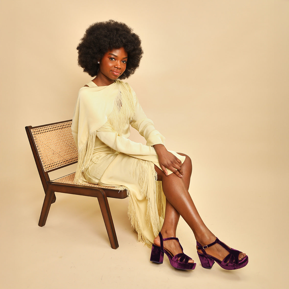Charlie Velvet Aubergine Mid Sandal by Esska Shoes Ltd
