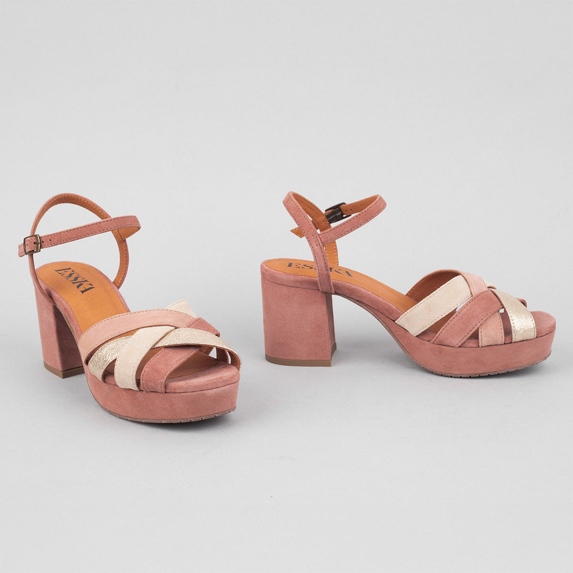 Caitlyn Dusty Pink Multi Mid Sandal by Esska