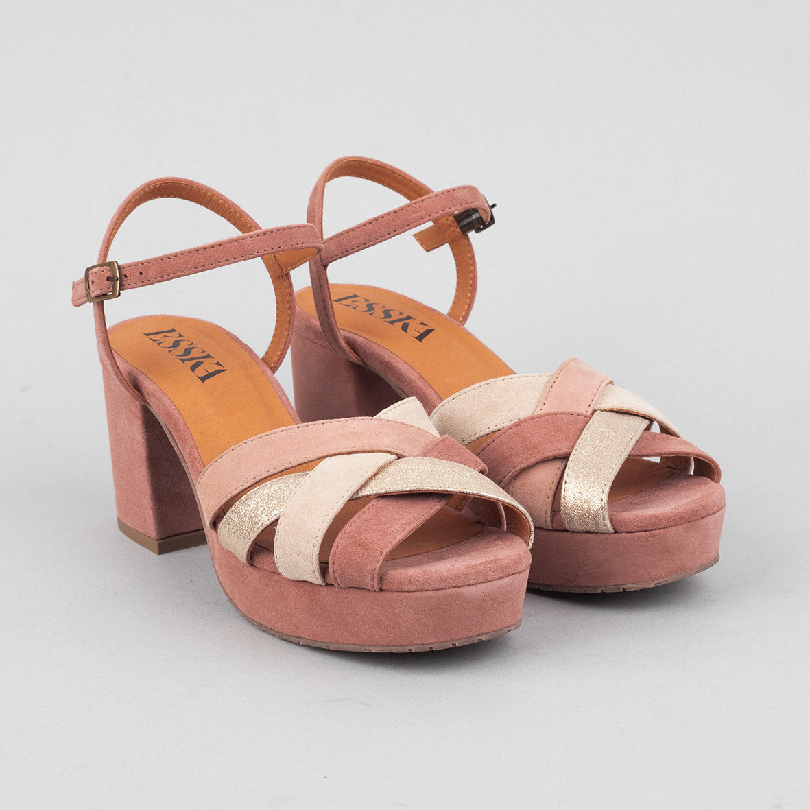 Caitlyn Dusty Pink Multi Mid Sandal by Esska