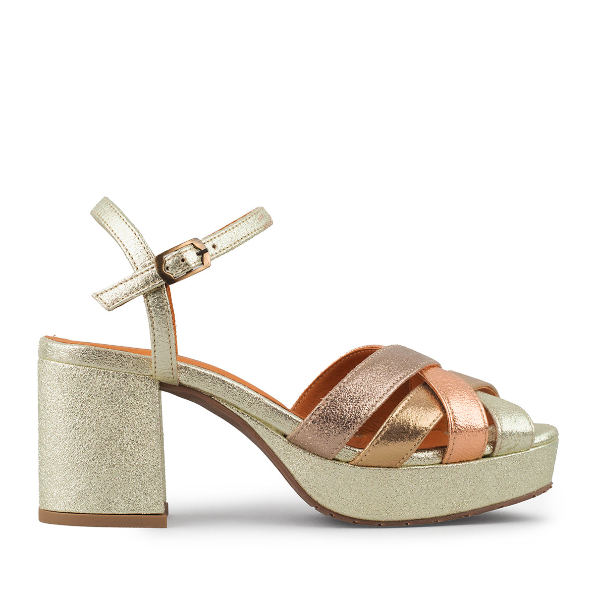 Caitlyn Metallic Multi Mid Sandal by Esska