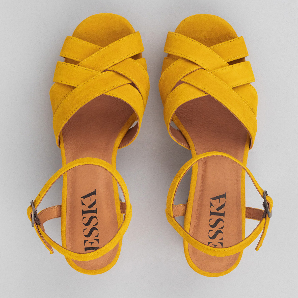 Caitlyn Mustard Mid Sandal by Esska