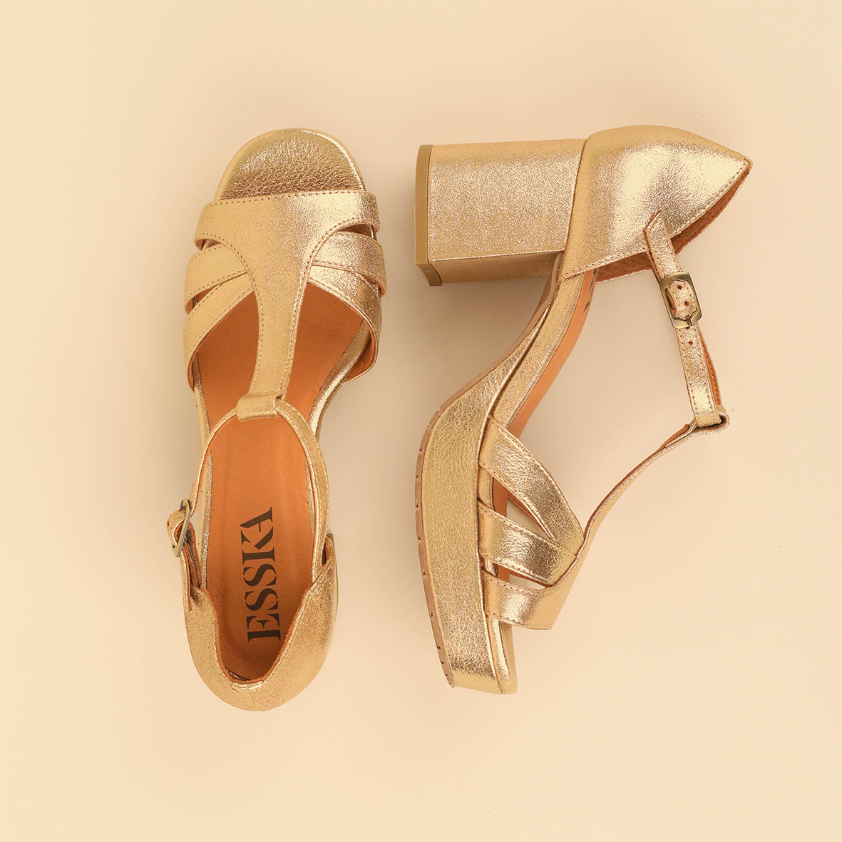 Cam Gold Dust Mid Sandal by Esska