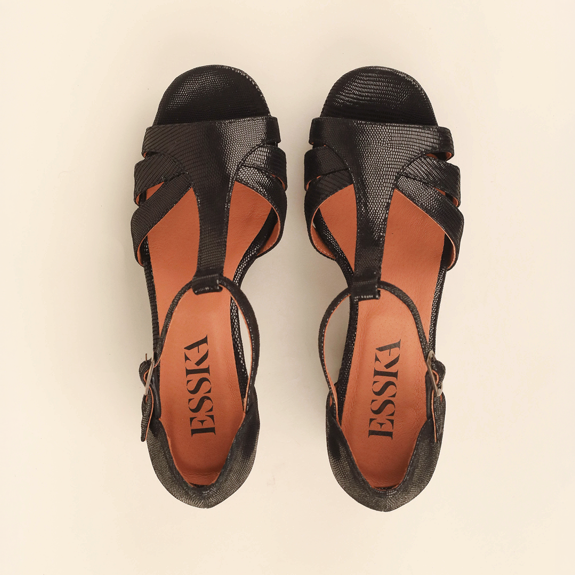 Cam Metallic Black Mid Sandal by Esska